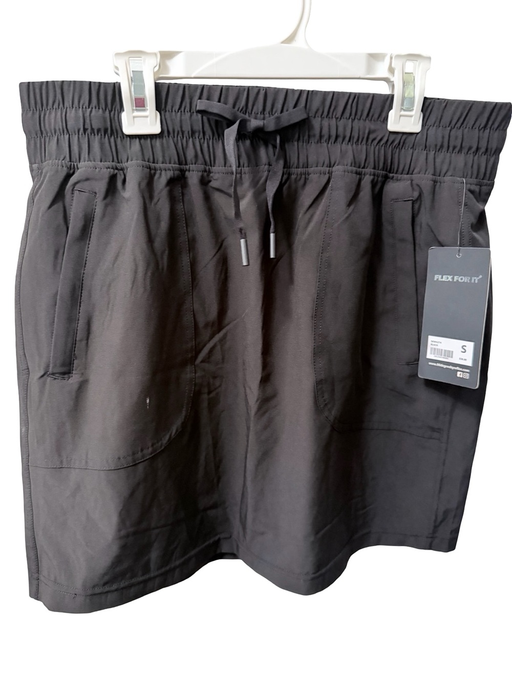 NWT 90 Degree By Reflex Women's Black Athletic Skort with Drawstring